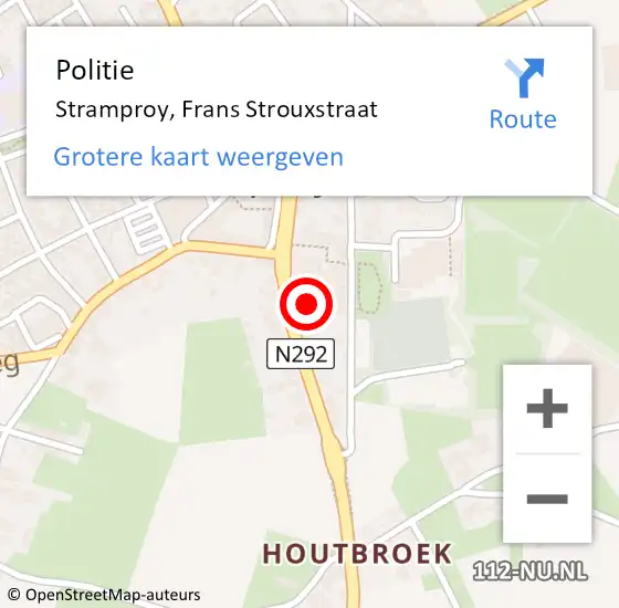 Locatie op kaart van de 112 melding: Politie Stramproy, Frans Strouxstraat op 10 juni 2023 13:10