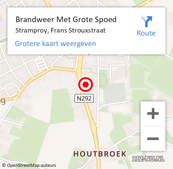 Locatie op kaart van de 112 melding: Brandweer Met Grote Spoed Naar Stramproy, Frans Strouxstraat op 10 juni 2023 13:14