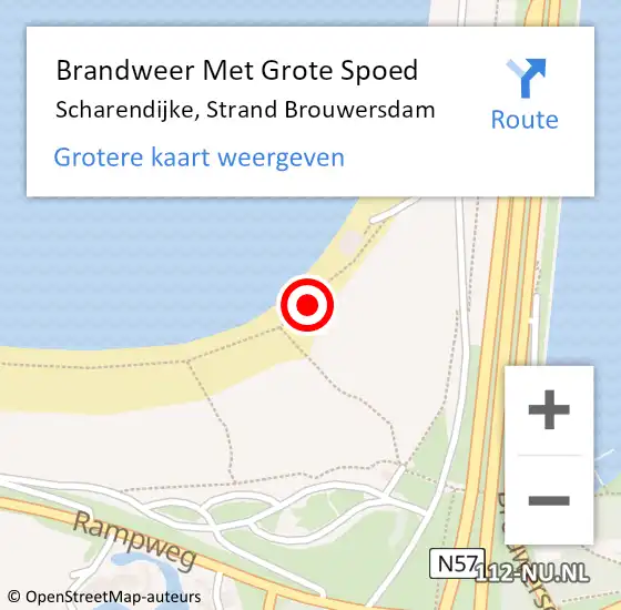 Locatie op kaart van de 112 melding: Brandweer Met Grote Spoed Naar Scharendijke, Strand Brouwersdam op 10 juni 2023 13:27