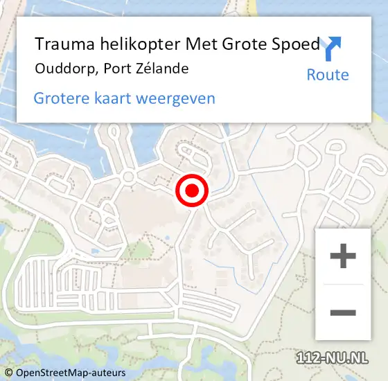 Locatie op kaart van de 112 melding: Trauma helikopter Met Grote Spoed Naar Ouddorp, Port Zélande op 10 juni 2023 13:30