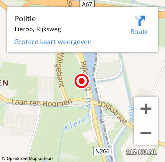 Locatie op kaart van de 112 melding: Politie Lierop, Rijksweg op 10 juni 2023 13:36