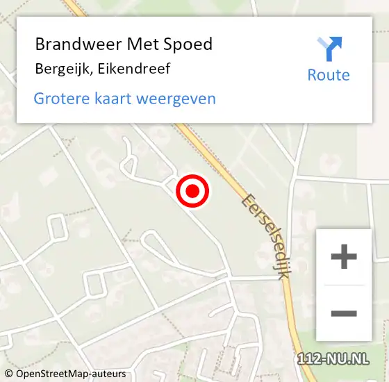 Locatie op kaart van de 112 melding: Brandweer Met Spoed Naar Bergeijk, Eikendreef op 10 juni 2023 13:39