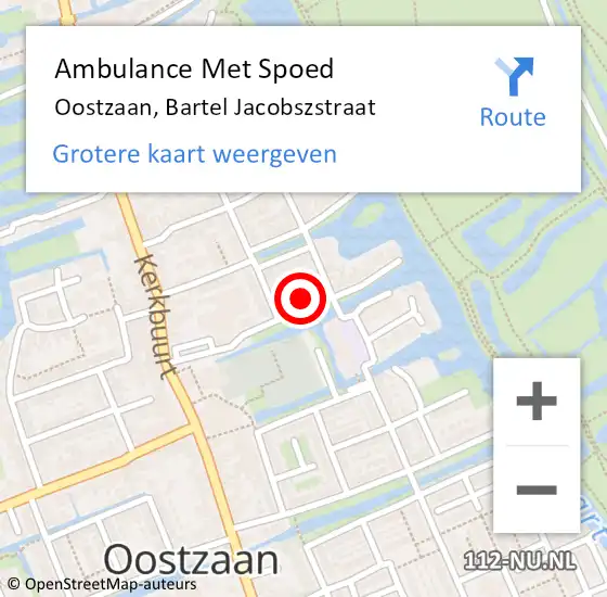 Locatie op kaart van de 112 melding: Ambulance Met Spoed Naar Oostzaan, Bartel Jacobszstraat op 10 juni 2023 13:40