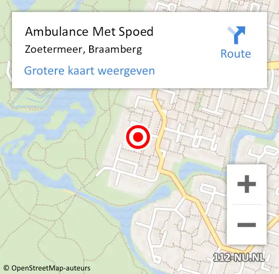 Locatie op kaart van de 112 melding: Ambulance Met Spoed Naar Zoetermeer, Braamberg op 10 juni 2023 13:43