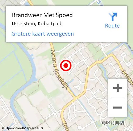 Locatie op kaart van de 112 melding: Brandweer Met Spoed Naar IJsselstein, Kobaltpad op 10 juni 2023 13:48