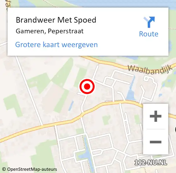 Locatie op kaart van de 112 melding: Brandweer Met Spoed Naar Gameren, Peperstraat op 10 juni 2023 14:09