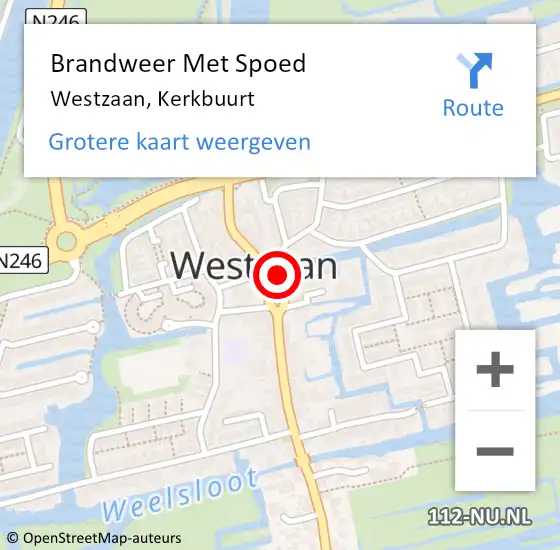 Locatie op kaart van de 112 melding: Brandweer Met Spoed Naar Westzaan, Kerkbuurt op 10 juni 2023 14:19