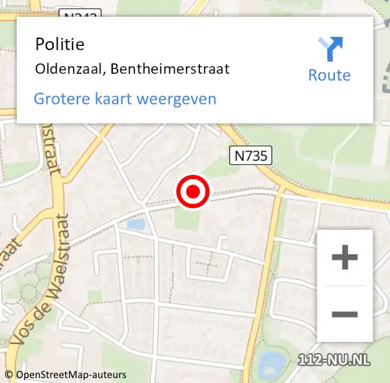 Locatie op kaart van de 112 melding: Politie Oldenzaal, Bentheimerstraat op 10 juni 2023 14:22