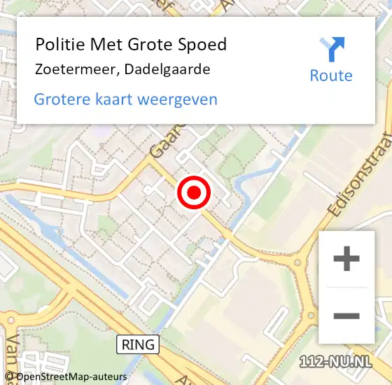 Locatie op kaart van de 112 melding: Politie Met Grote Spoed Naar Zoetermeer, Dadelgaarde op 10 juni 2023 14:24