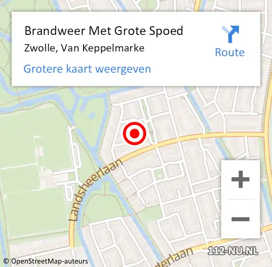 Locatie op kaart van de 112 melding: Brandweer Met Grote Spoed Naar Zwolle, Van Keppelmarke op 10 juni 2023 14:34