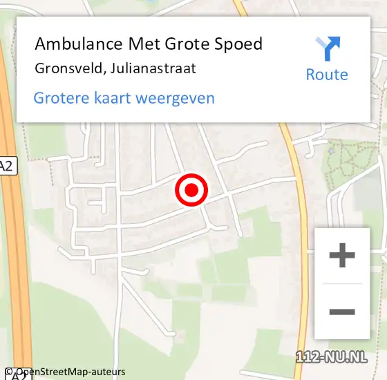 Locatie op kaart van de 112 melding: Ambulance Met Grote Spoed Naar Gronsveld, Julianastraat op 28 augustus 2014 13:17