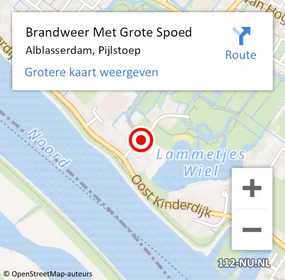 Locatie op kaart van de 112 melding: Brandweer Met Grote Spoed Naar Alblasserdam, Pijlstoep op 10 juni 2023 14:48