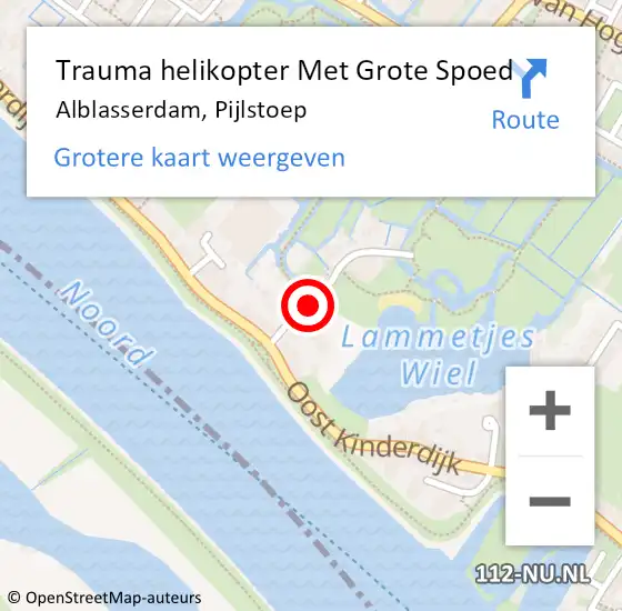 Locatie op kaart van de 112 melding: Trauma helikopter Met Grote Spoed Naar Alblasserdam, Pijlstoep op 10 juni 2023 14:50