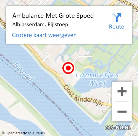 Locatie op kaart van de 112 melding: Ambulance Met Grote Spoed Naar Alblasserdam, Pijlstoep op 10 juni 2023 14:50