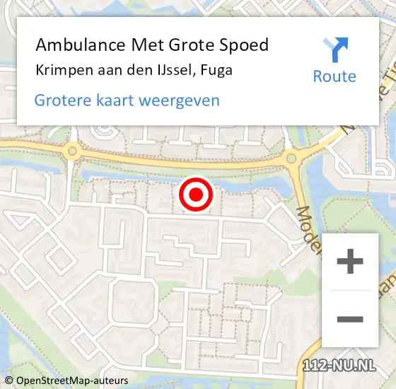 Locatie op kaart van de 112 melding: Ambulance Met Grote Spoed Naar Krimpen aan den IJssel, Fuga op 10 juni 2023 14:50