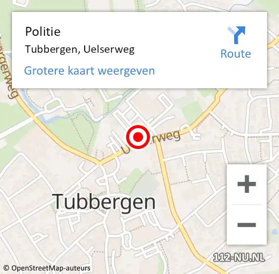Locatie op kaart van de 112 melding: Politie Tubbergen, Uelserweg op 10 juni 2023 15:04