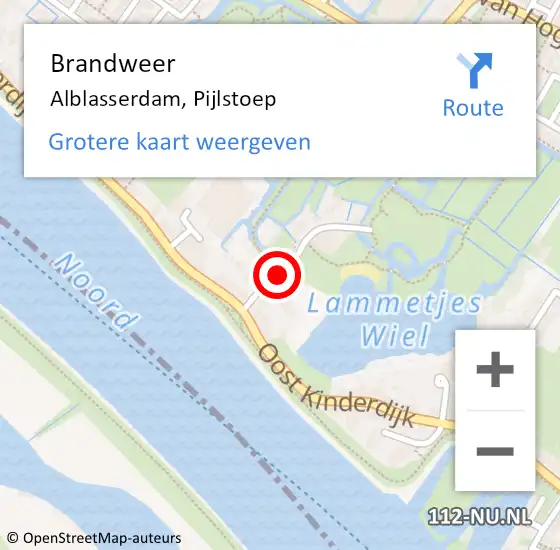 Locatie op kaart van de 112 melding: Brandweer Alblasserdam, Pijlstoep op 10 juni 2023 15:17