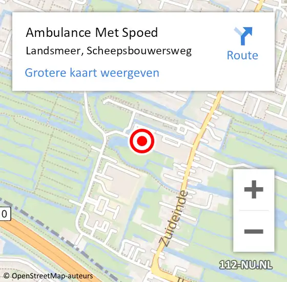 Locatie op kaart van de 112 melding: Ambulance Met Spoed Naar Landsmeer, Scheepsbouwersweg op 10 juni 2023 15:43