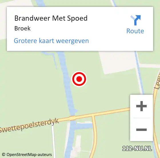 Locatie op kaart van de 112 melding: Brandweer Met Spoed Naar Broek op 10 juni 2023 15:43