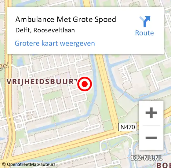 Locatie op kaart van de 112 melding: Ambulance Met Grote Spoed Naar Delft, Rooseveltlaan op 10 juni 2023 15:43