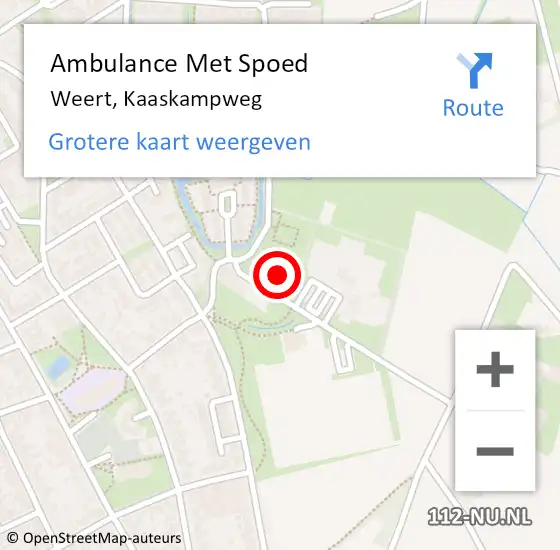 Locatie op kaart van de 112 melding: Ambulance Met Spoed Naar Weert, Kaaskampweg op 10 juni 2023 16:07