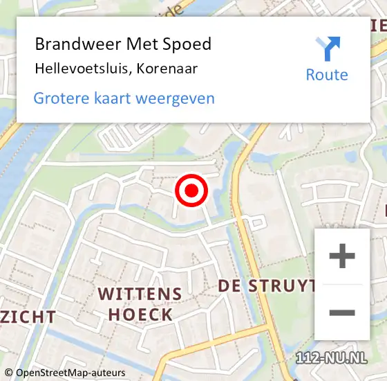 Locatie op kaart van de 112 melding: Brandweer Met Spoed Naar Hellevoetsluis, Korenaar op 10 juni 2023 16:07