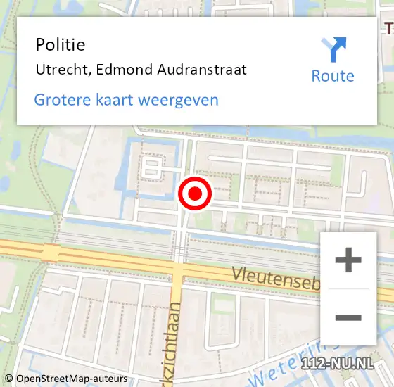 Locatie op kaart van de 112 melding: Politie Utrecht, Edmond Audranstraat op 10 juni 2023 16:13