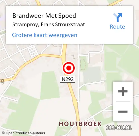 Locatie op kaart van de 112 melding: Brandweer Met Spoed Naar Stramproy, Frans Strouxstraat op 10 juni 2023 16:22