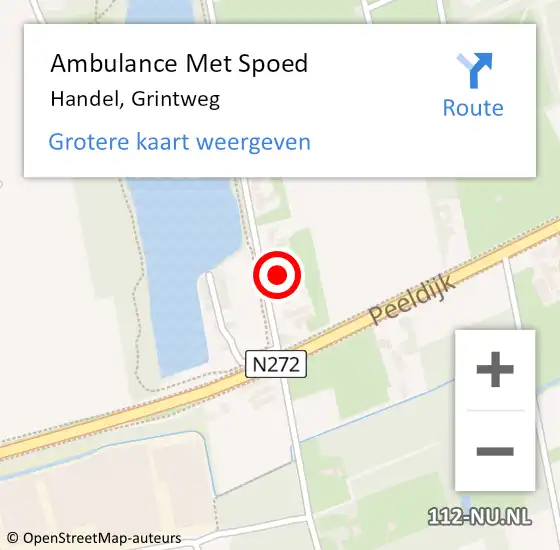 Locatie op kaart van de 112 melding: Ambulance Met Spoed Naar Handel, Grintweg op 28 augustus 2014 13:29