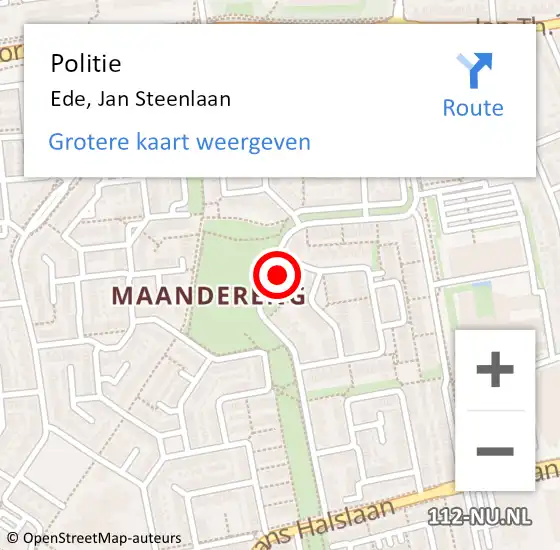 Locatie op kaart van de 112 melding: Politie Ede, Jan Steenlaan op 10 juni 2023 16:32