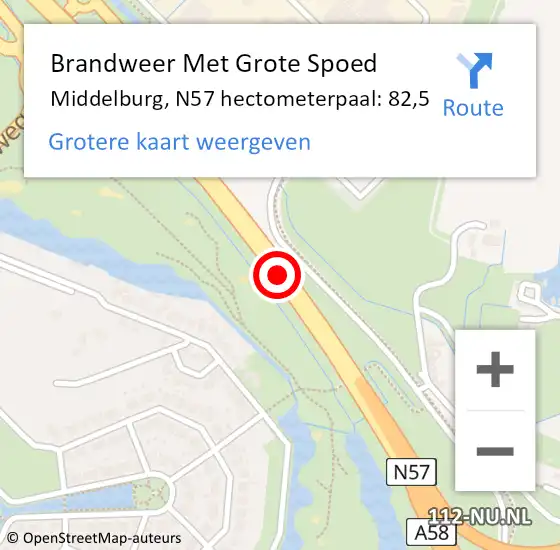 Locatie op kaart van de 112 melding: Brandweer Met Grote Spoed Naar Middelburg, N57 hectometerpaal: 82,5 op 10 juni 2023 16:53
