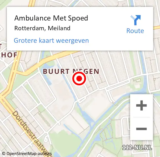 Locatie op kaart van de 112 melding: Ambulance Met Spoed Naar Rotterdam, Meiland op 10 juni 2023 16:54