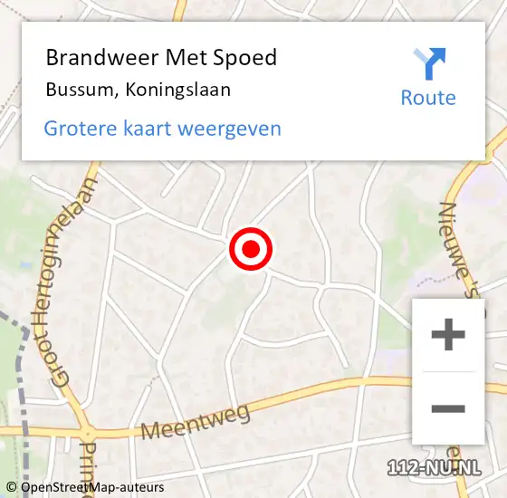 Locatie op kaart van de 112 melding: Brandweer Met Spoed Naar Bussum, Koningslaan op 10 juni 2023 16:59