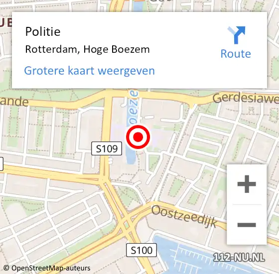 Locatie op kaart van de 112 melding: Politie Rotterdam, Hoge Boezem op 10 juni 2023 17:56