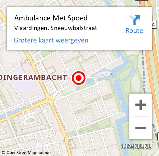 Locatie op kaart van de 112 melding: Ambulance Met Spoed Naar Vlaardingen, Sneeuwbalstraat op 10 juni 2023 18:02