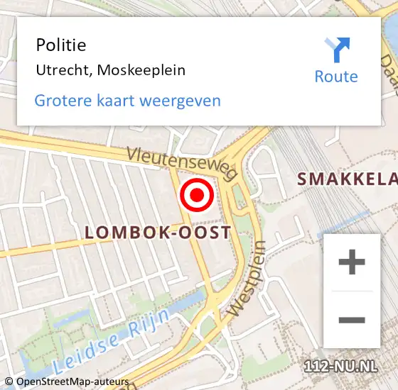 Locatie op kaart van de 112 melding: Politie Utrecht, Moskeeplein op 10 juni 2023 18:13