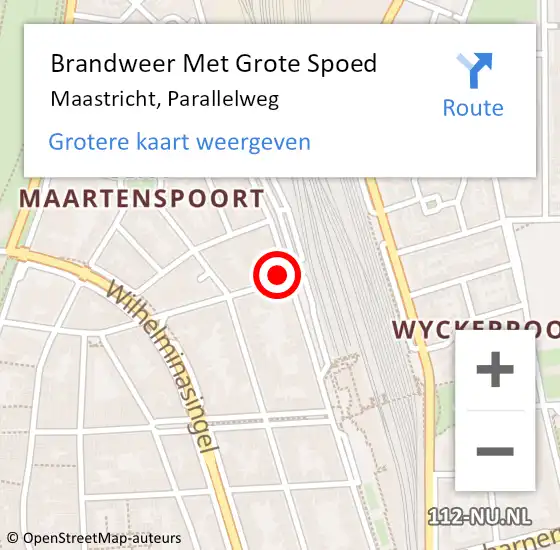 Locatie op kaart van de 112 melding: Brandweer Met Grote Spoed Naar Maastricht, Parallelweg op 10 juni 2023 18:15