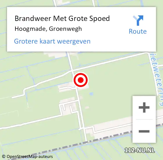 Locatie op kaart van de 112 melding: Brandweer Met Grote Spoed Naar Hoogmade, Groenwegh op 10 juni 2023 18:26