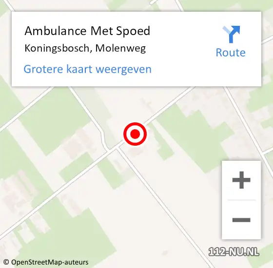 Locatie op kaart van de 112 melding: Ambulance Met Spoed Naar Koningsbosch, Molenweg op 28 augustus 2014 13:43