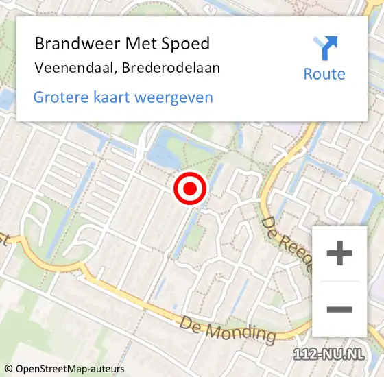 Locatie op kaart van de 112 melding: Brandweer Met Spoed Naar Veenendaal, Brederodelaan op 10 juni 2023 18:46