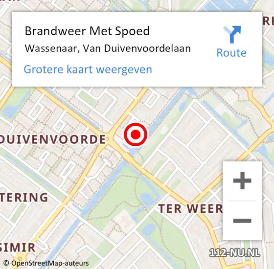 Locatie op kaart van de 112 melding: Brandweer Met Spoed Naar Wassenaar, Van Duivenvoordelaan op 10 juni 2023 18:46