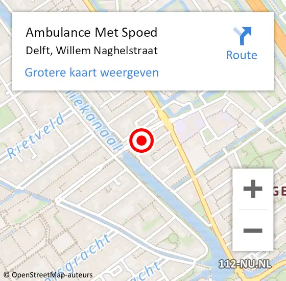 Locatie op kaart van de 112 melding: Ambulance Met Spoed Naar Delft, Willem Naghelstraat op 10 juni 2023 19:11