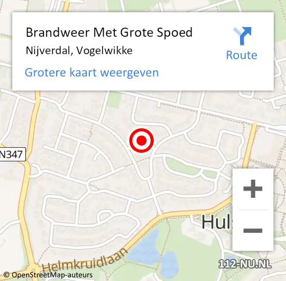 Locatie op kaart van de 112 melding: Brandweer Met Grote Spoed Naar Nijverdal, Vogelwikke op 10 juni 2023 19:18