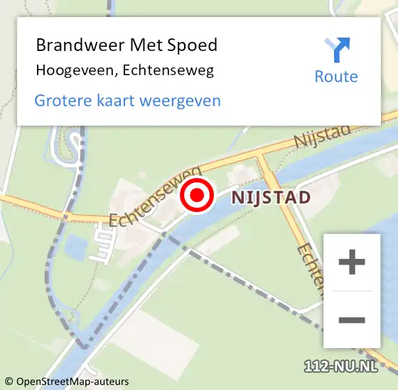 Locatie op kaart van de 112 melding: Brandweer Met Spoed Naar Hoogeveen, Echtenseweg op 10 juni 2023 19:25