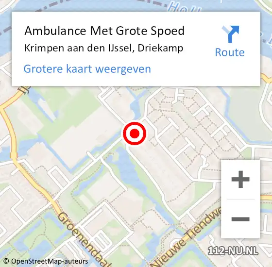 Locatie op kaart van de 112 melding: Ambulance Met Grote Spoed Naar Krimpen aan den IJssel, Driekamp op 10 juni 2023 19:39