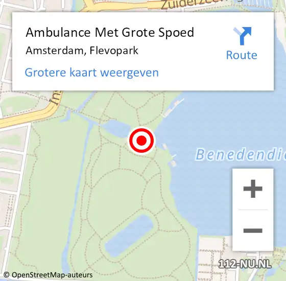 Locatie op kaart van de 112 melding: Ambulance Met Grote Spoed Naar Amsterdam, Flevopark op 10 juni 2023 19:42