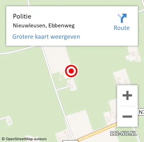 Locatie op kaart van de 112 melding: Politie Nieuwleusen, Ebbenweg op 10 juni 2023 19:44