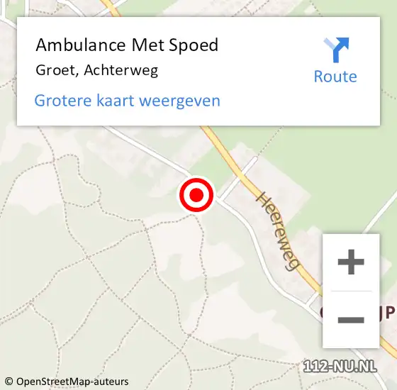Locatie op kaart van de 112 melding: Ambulance Met Spoed Naar Groet, Achterweg op 10 juni 2023 19:45