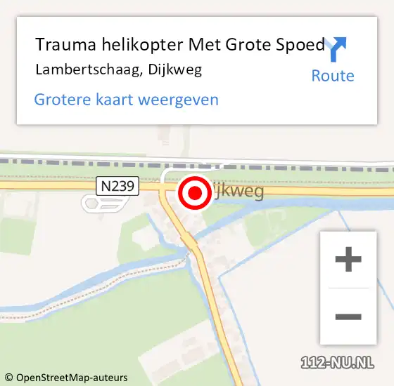 Locatie op kaart van de 112 melding: Trauma helikopter Met Grote Spoed Naar Lambertschaag, Dijkweg op 10 juni 2023 19:46