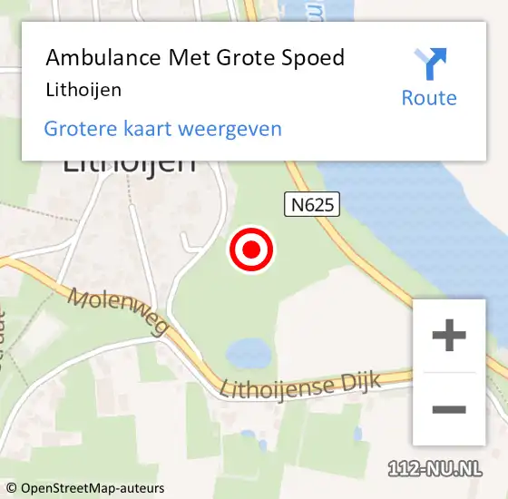 Locatie op kaart van de 112 melding: Ambulance Met Grote Spoed Naar Lithoijen op 10 juni 2023 19:54